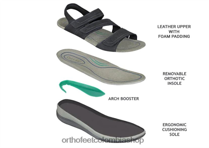 negro Orthofeet R4806615 mujer correa bidireccional naxos sandalias
